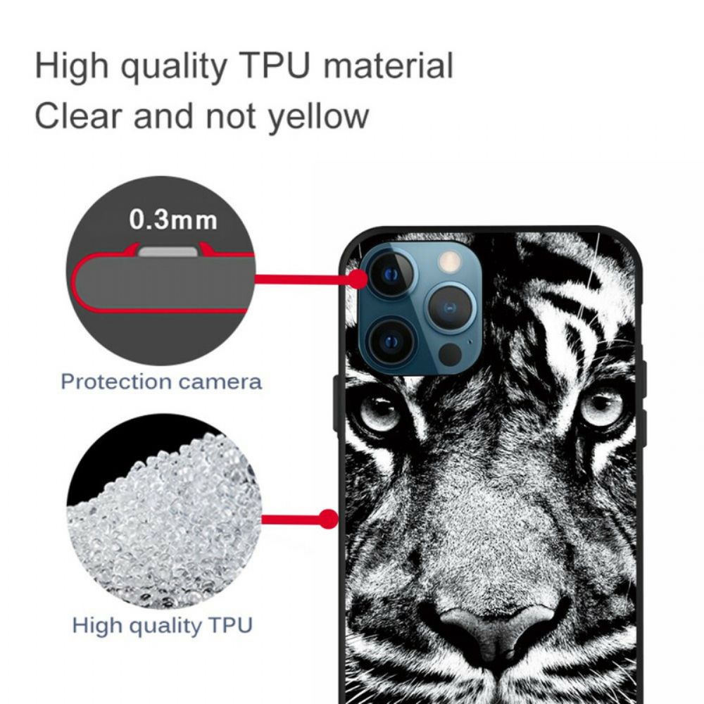 Handyhülle Für iPhone 13 Pro Max Schwarzer Und Weißer Tiger