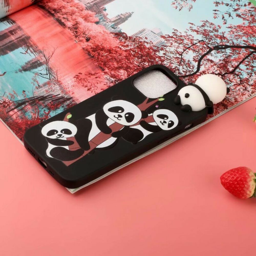 Hülle Für iPhone 13 Pro Max 3d-pandas Auf Bambus