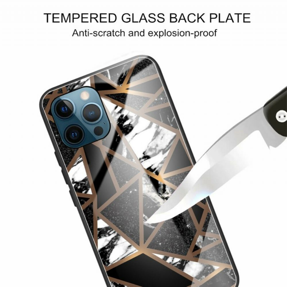 Hülle Für iPhone 13 Pro Max Geometrie Marmor Gehärtetes Glas