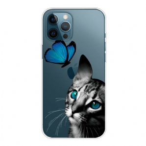 Hülle Für iPhone 13 Pro Max Katze Und Schmetterling