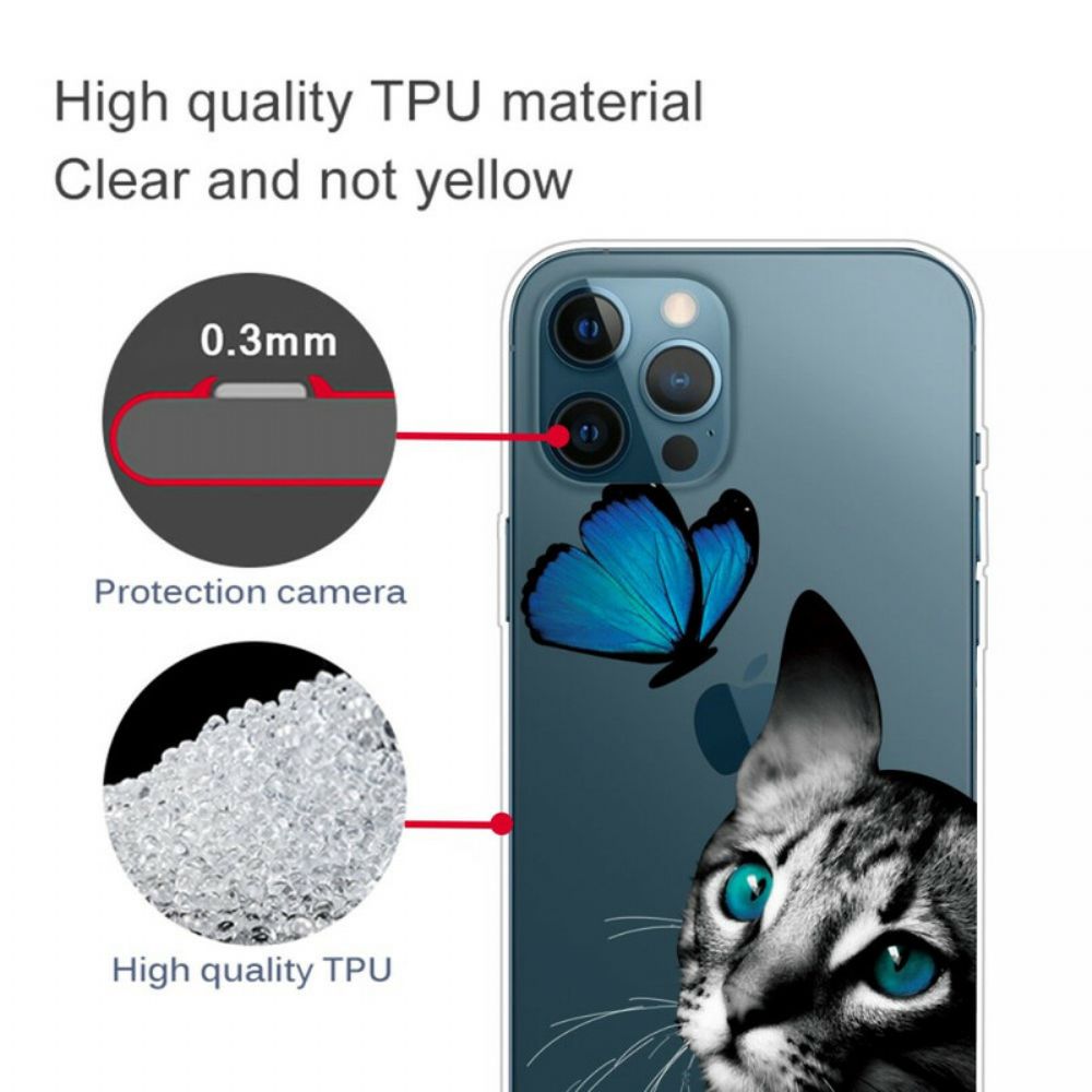 Hülle Für iPhone 13 Pro Max Katze Und Schmetterling