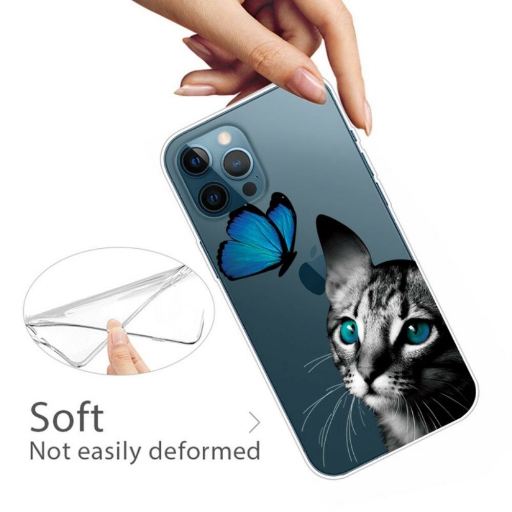 Hülle Für iPhone 13 Pro Max Katze Und Schmetterling