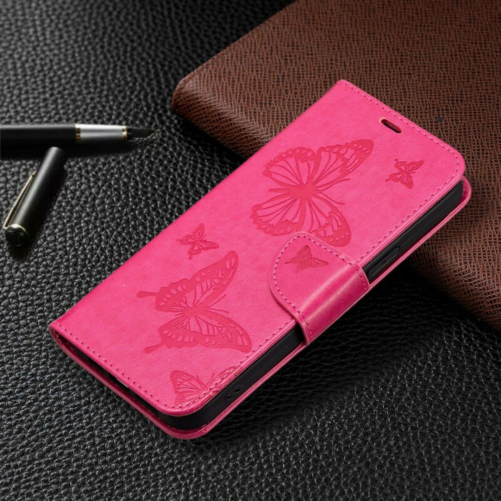 Lederhüllen Für iPhone 13 Pro Max Flip Case Schmetterlinge Und Schräge Klappe