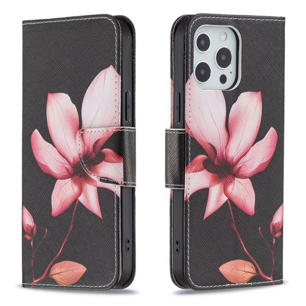 Lederhüllen Für iPhone 13 Pro Max Rosa Blume