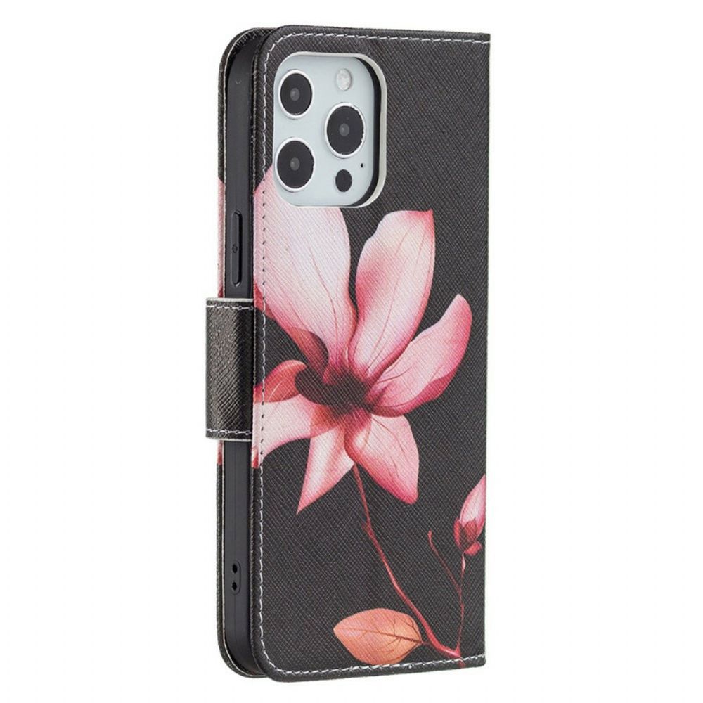 Lederhüllen Für iPhone 13 Pro Max Rosa Blume