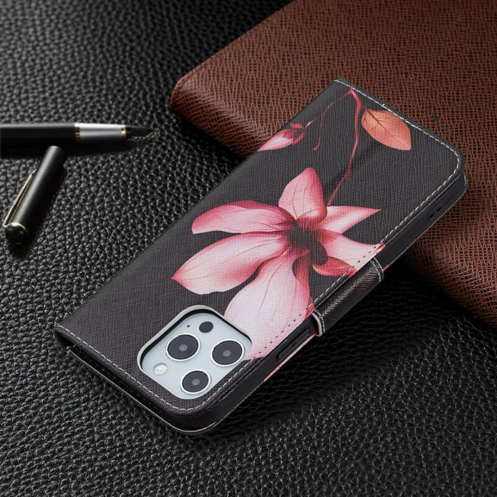 Lederhüllen Für iPhone 13 Pro Max Rosa Blume