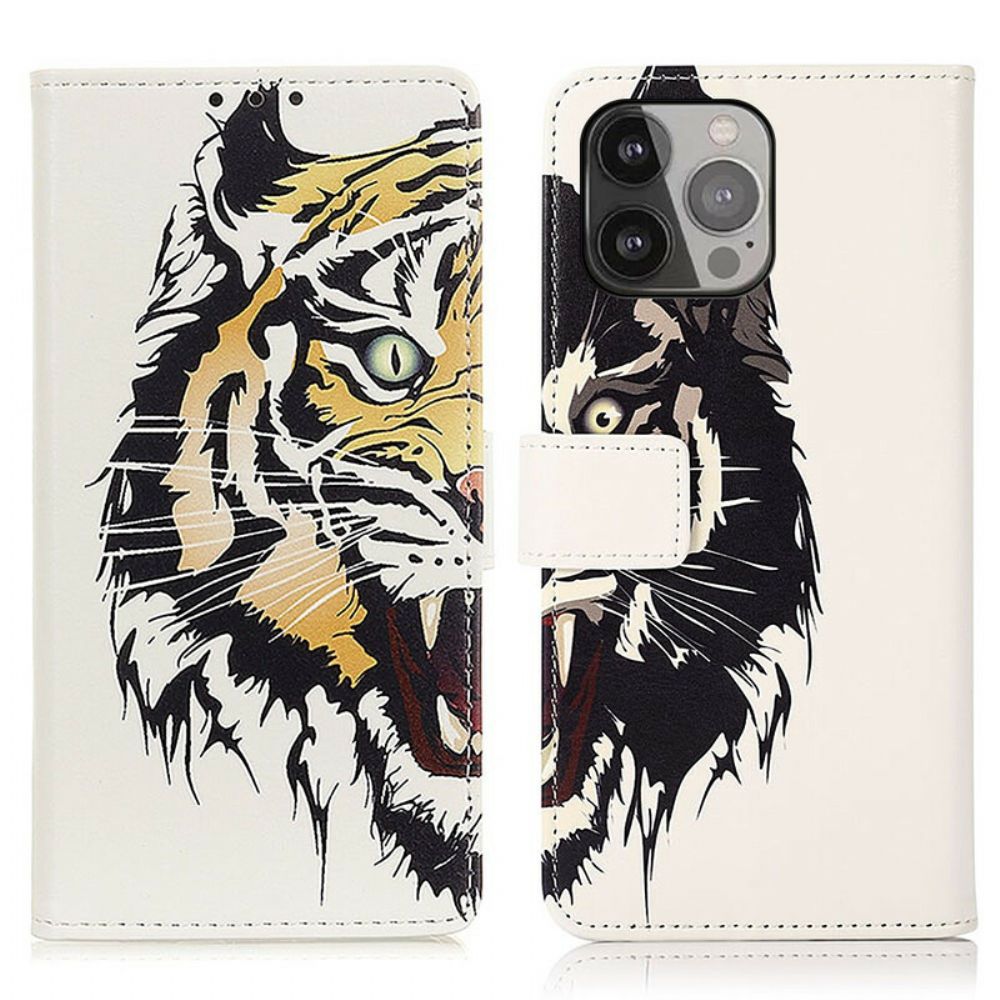 Lederhüllen Für iPhone 13 Pro Max Wilder Tiger