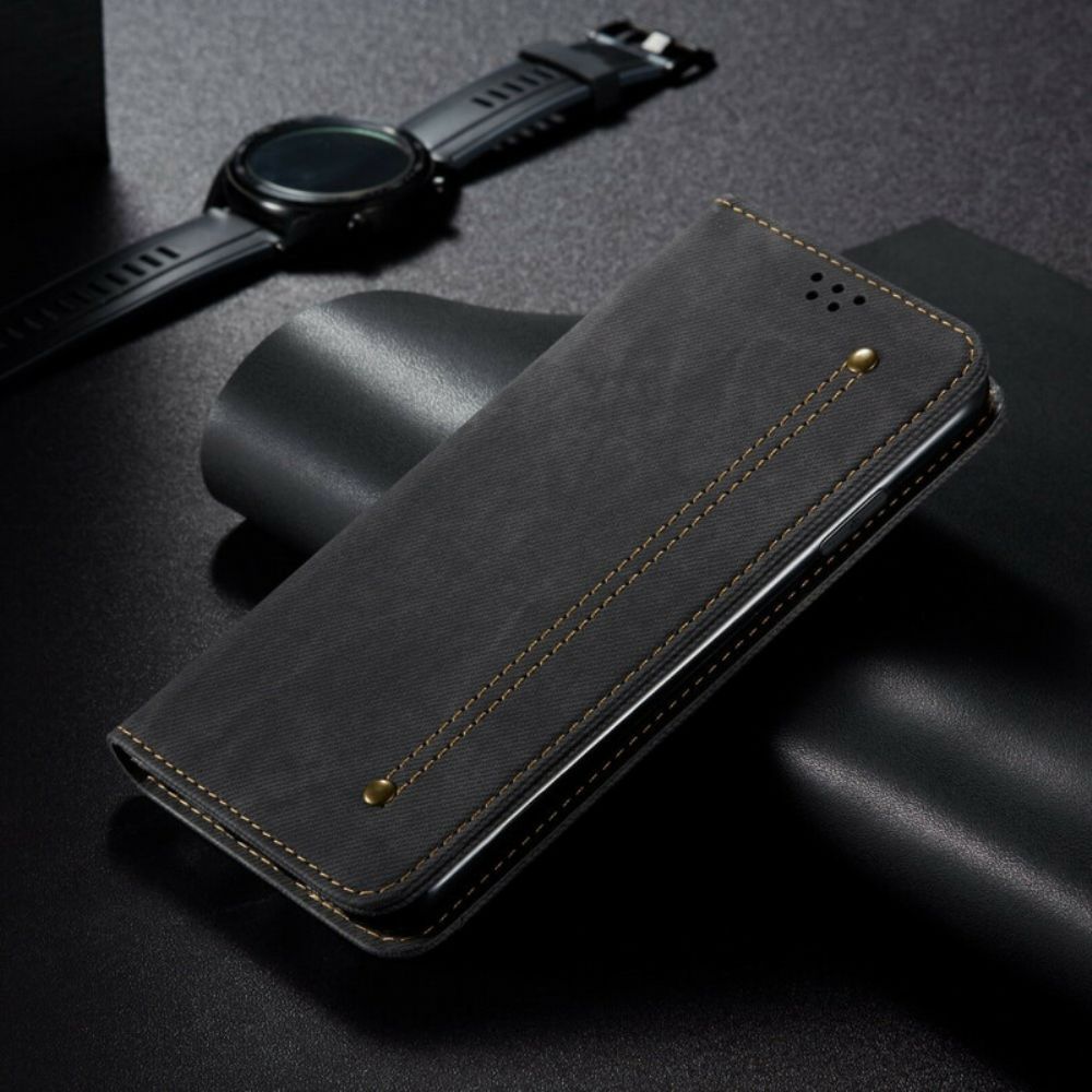 Schutzhülle Für iPhone 13 Pro Max Flip Case Lederimitat Mit Jeansstruktur