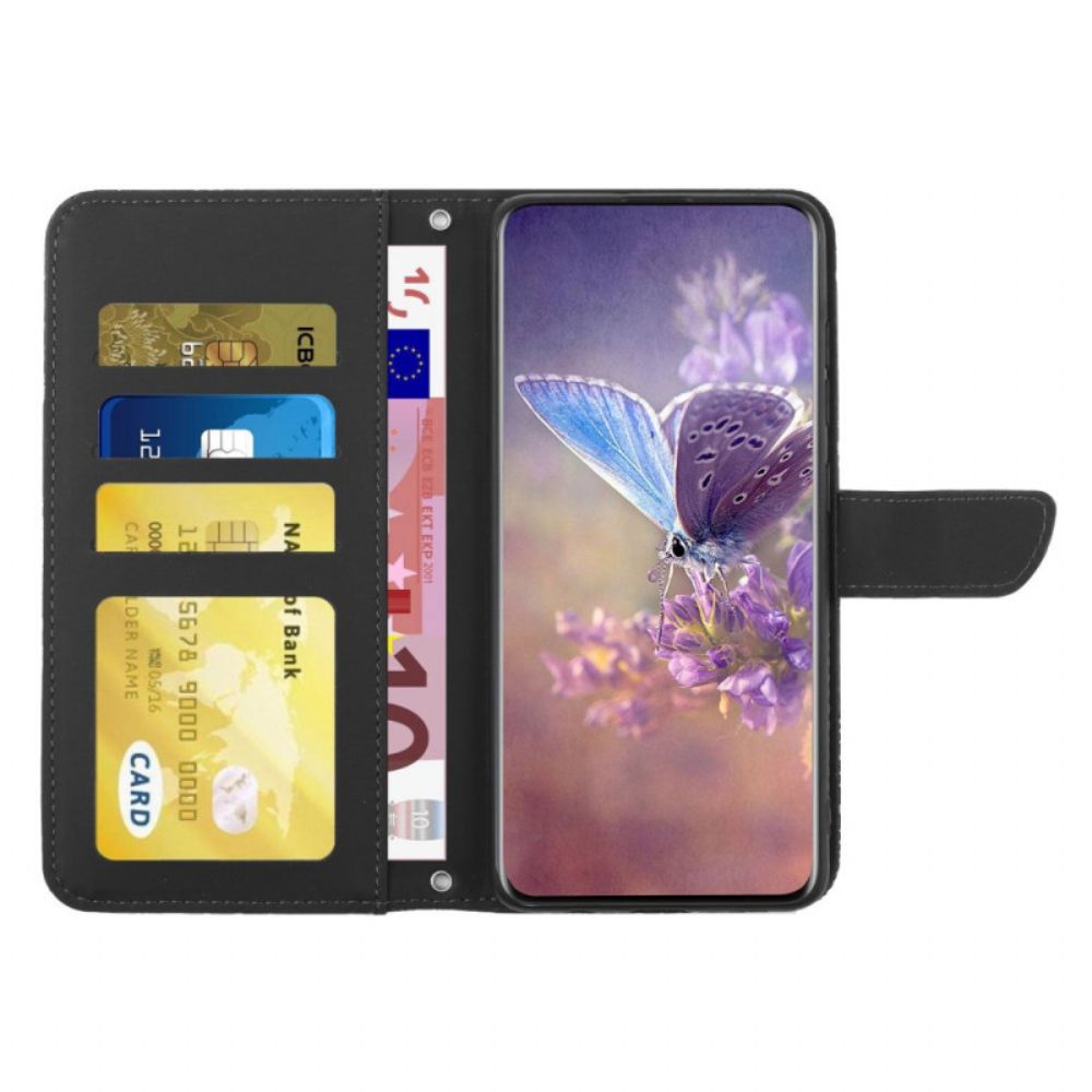 Flip Case Für Oppo Find X5 Lite Mit Kordel Armband Mit Schmetterlingsdruck