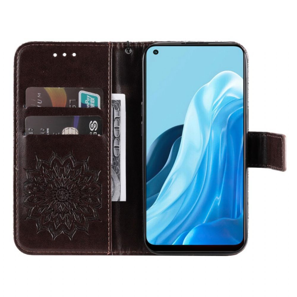 Flip Case Für Oppo Find X5 Lite Mit Kordel Sonnenriemen-mandala