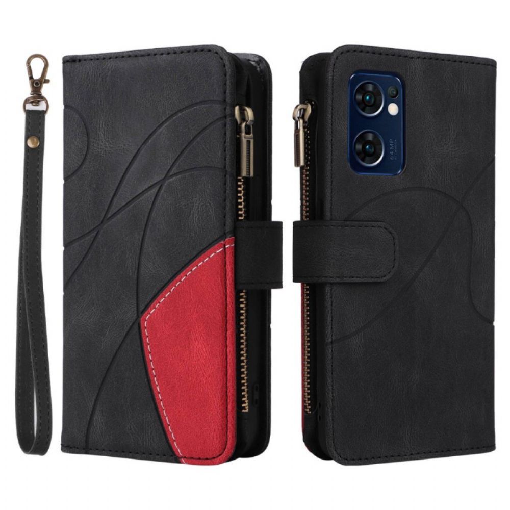 Flip Case Für Oppo Find X5 Lite Multifunktion Zweifarbig