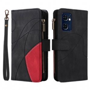 Flip Case Für Oppo Find X5 Lite Multifunktion Zweifarbig