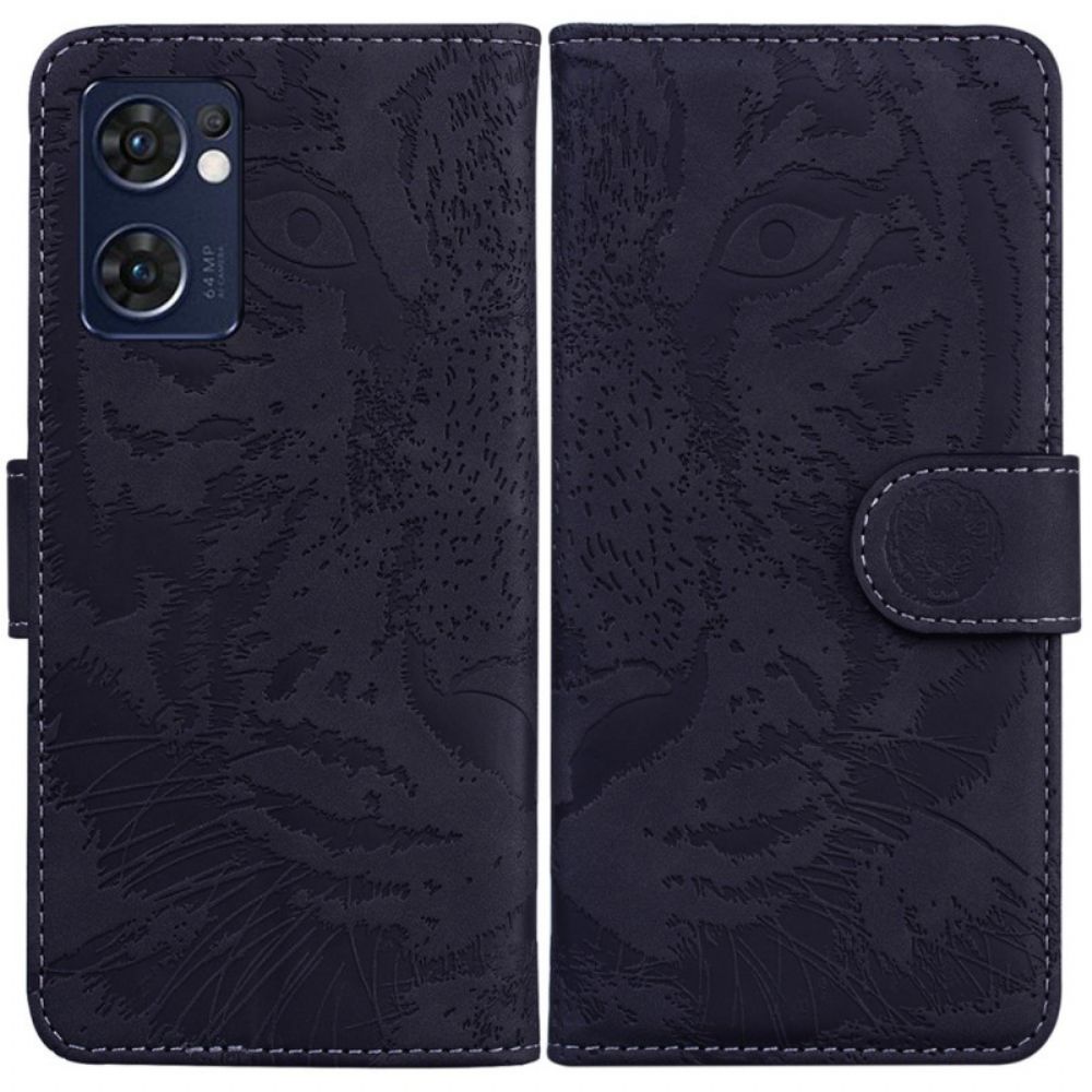 Flip Case Für Oppo Find X5 Lite Tigergesichtsdruck