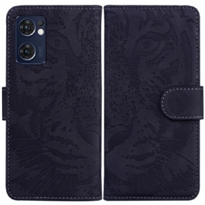 Flip Case Für Oppo Find X5 Lite Tigergesichtsdruck