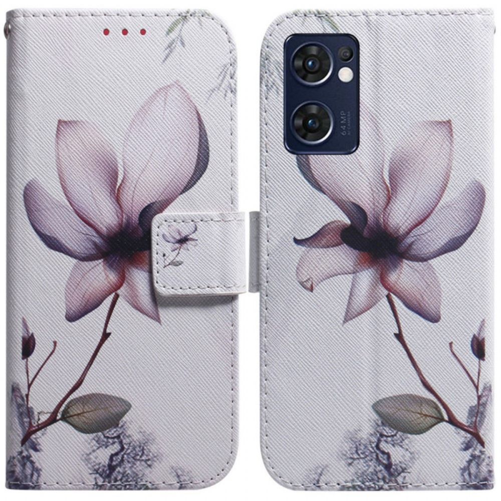 Lederhüllen Für Oppo Find X5 Lite Alte Rosenblüte