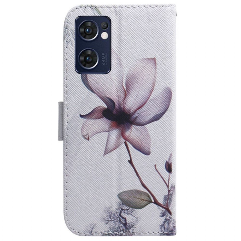 Lederhüllen Für Oppo Find X5 Lite Alte Rosenblüte