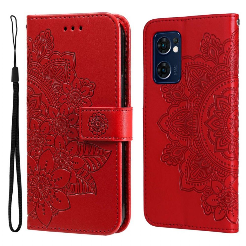 Lederhüllen Für Oppo Find X5 Lite Mandala Mit Lanyard