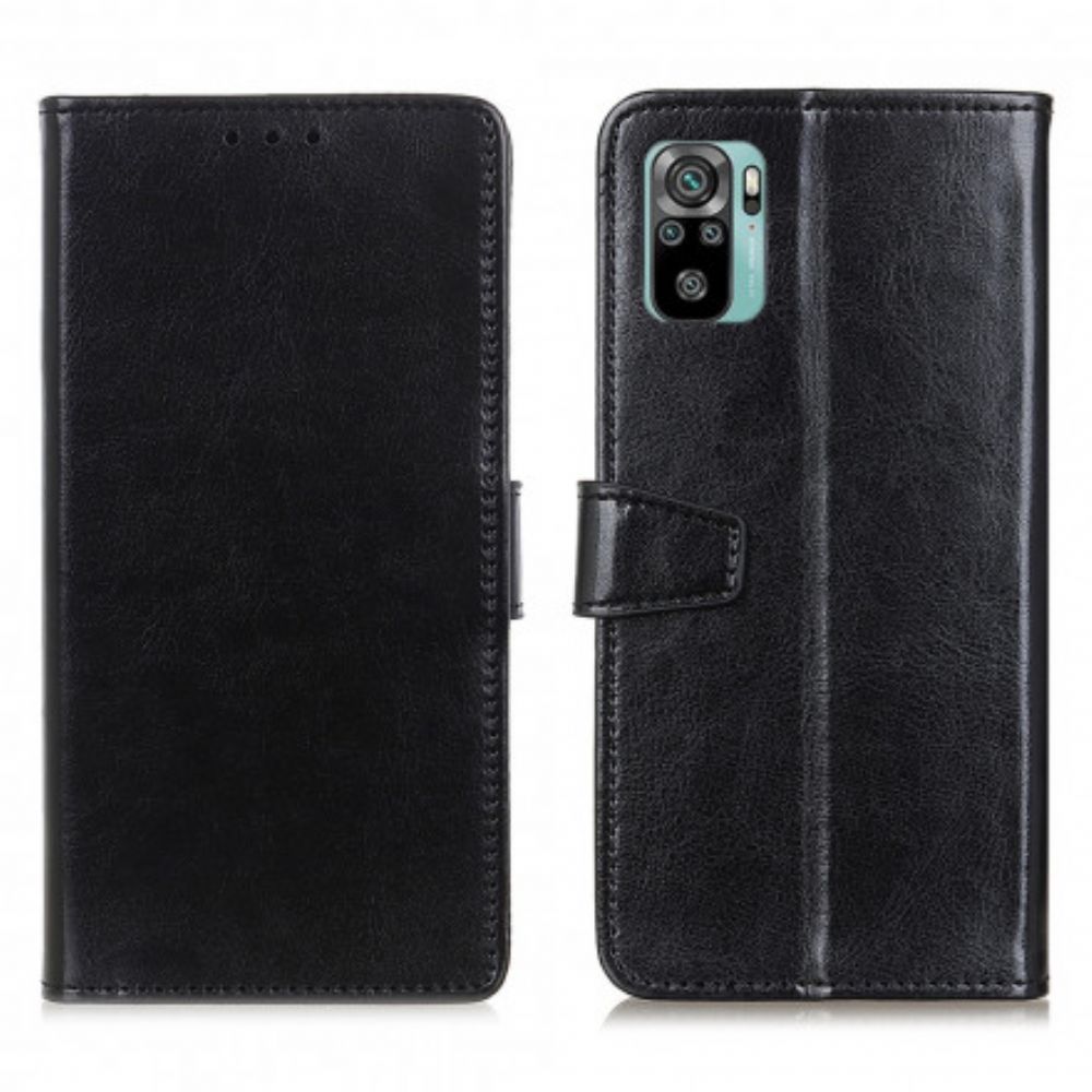 Flip Case Für Xiaomi Redmi Note 10 / 10S Einfacher Glänzender Ledereffekt