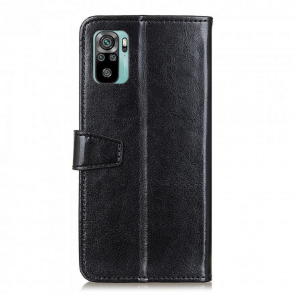 Flip Case Für Xiaomi Redmi Note 10 / 10S Einfacher Glänzender Ledereffekt