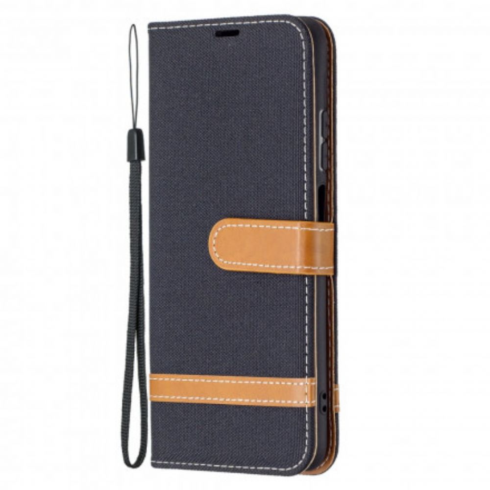 Flip Case Für Xiaomi Redmi Note 10 / 10S Mit Kordel Armband In Stoff- Und Lederoptik