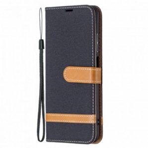 Flip Case Für Xiaomi Redmi Note 10 / 10S Mit Kordel Armband In Stoff- Und Lederoptik