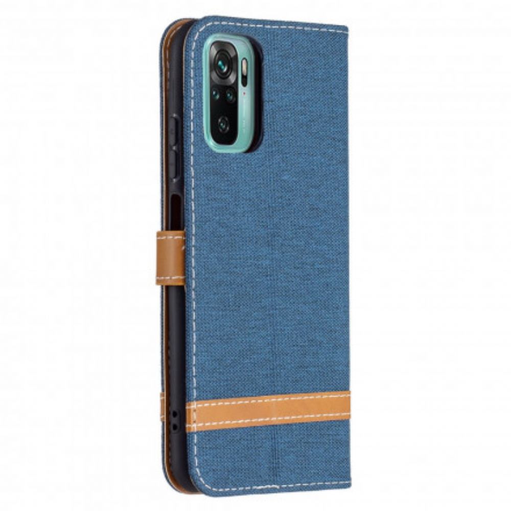 Flip Case Für Xiaomi Redmi Note 10 / 10S Mit Kordel Armband In Stoff- Und Lederoptik