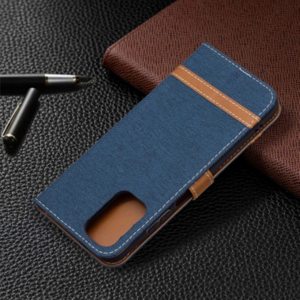 Flip Case Für Xiaomi Redmi Note 10 / 10S Mit Kordel Armband In Stoff- Und Lederoptik