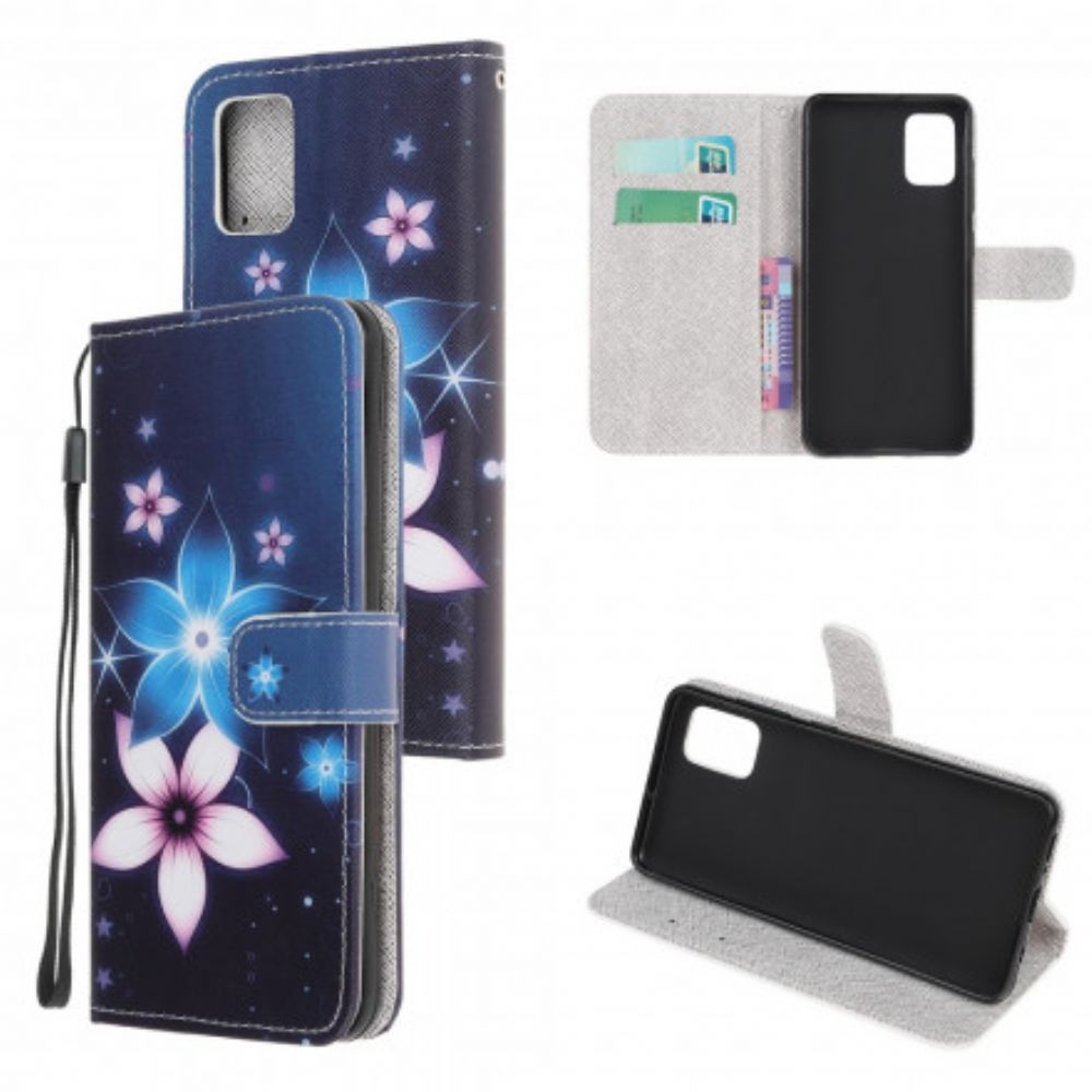 Flip Case Für Xiaomi Redmi Note 10 / 10S Mit Kordel Mondriemenblumen