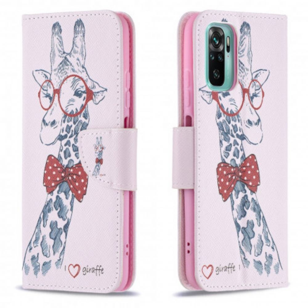 Flip Case Für Xiaomi Redmi Note 10 / 10S Nerdige Giraffe