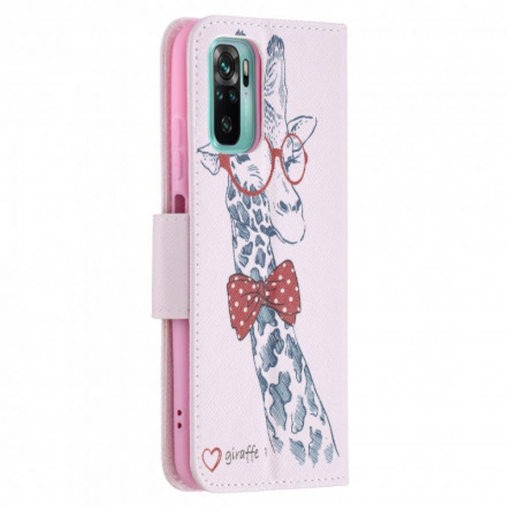 Flip Case Für Xiaomi Redmi Note 10 / 10S Nerdige Giraffe