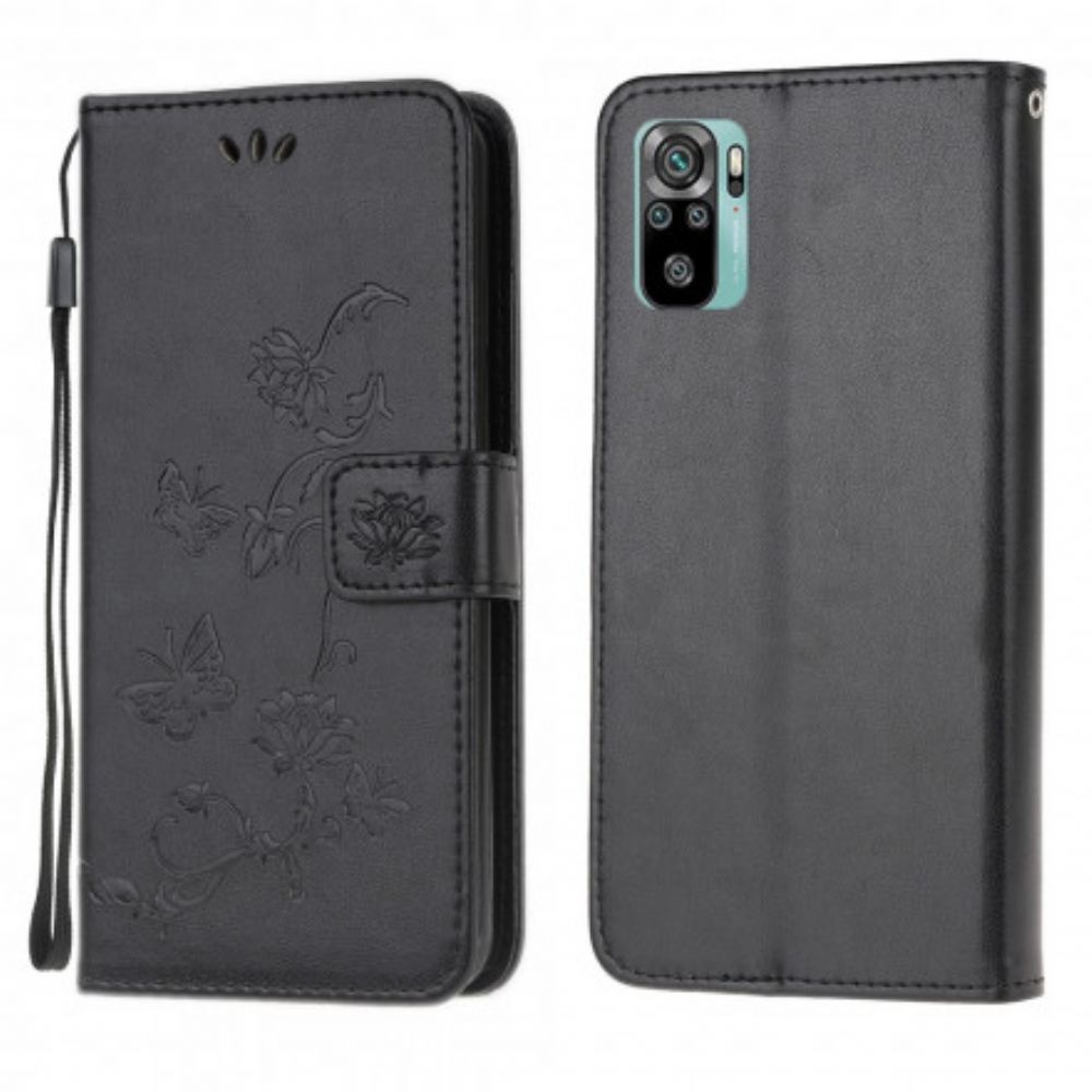 Flip Case Für Xiaomi Redmi Note 10 / 10S Schmetterlinge Und Blumen