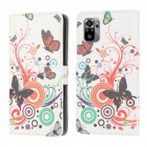 Flip Case Für Xiaomi Redmi Note 10 / 10S Schmetterlinge Und Blumen