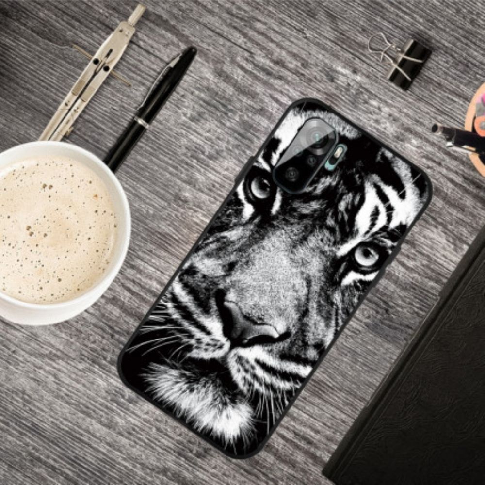 Handyhülle Für Xiaomi Redmi Note 10 / 10S Schwarzer Und Weißer Tiger