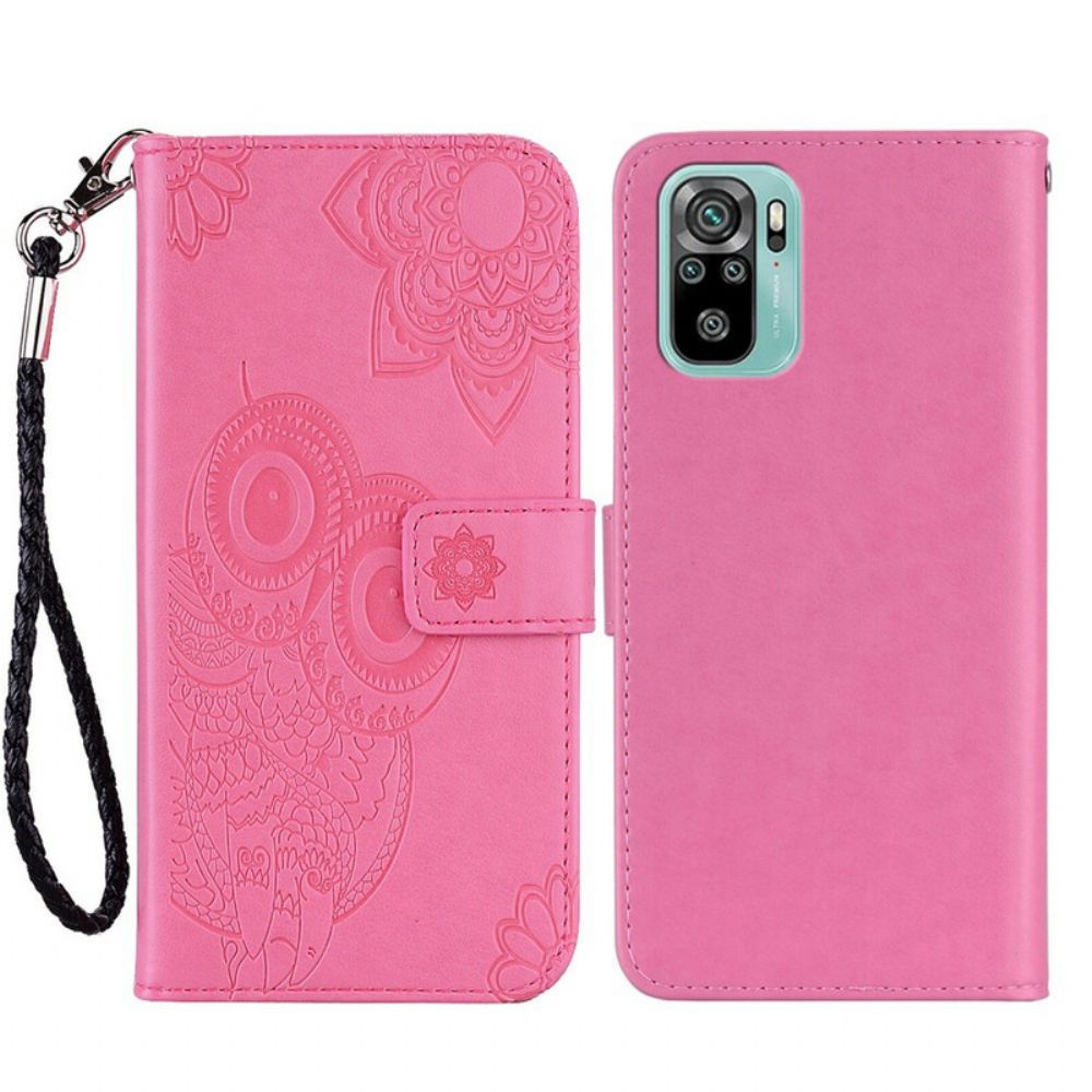 Lederhüllen Für Xiaomi Redmi Note 10 / 10S Eulen-mandala Und Lanyard