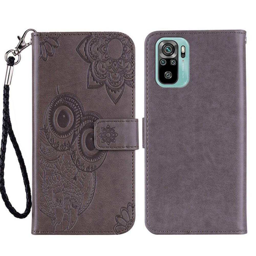 Lederhüllen Für Xiaomi Redmi Note 10 / 10S Eulen-mandala Und Lanyard