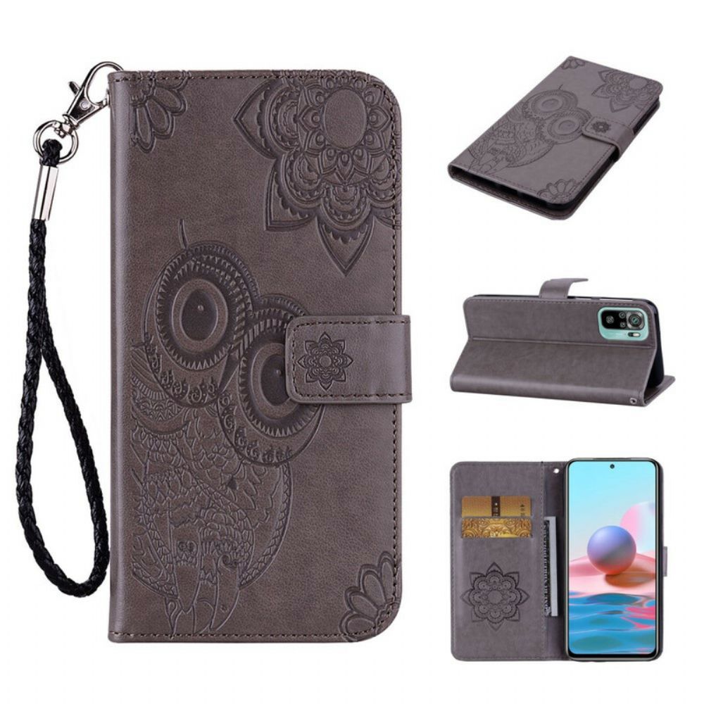 Lederhüllen Für Xiaomi Redmi Note 10 / 10S Eulen-mandala Und Lanyard