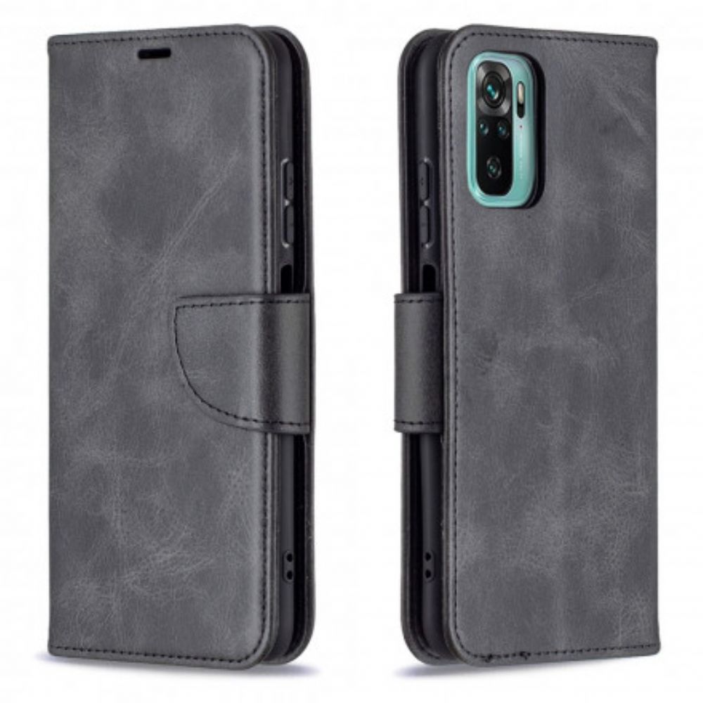 Lederhüllen Für Xiaomi Redmi Note 10 / 10S Flip Case Glatte Schräge Klappe