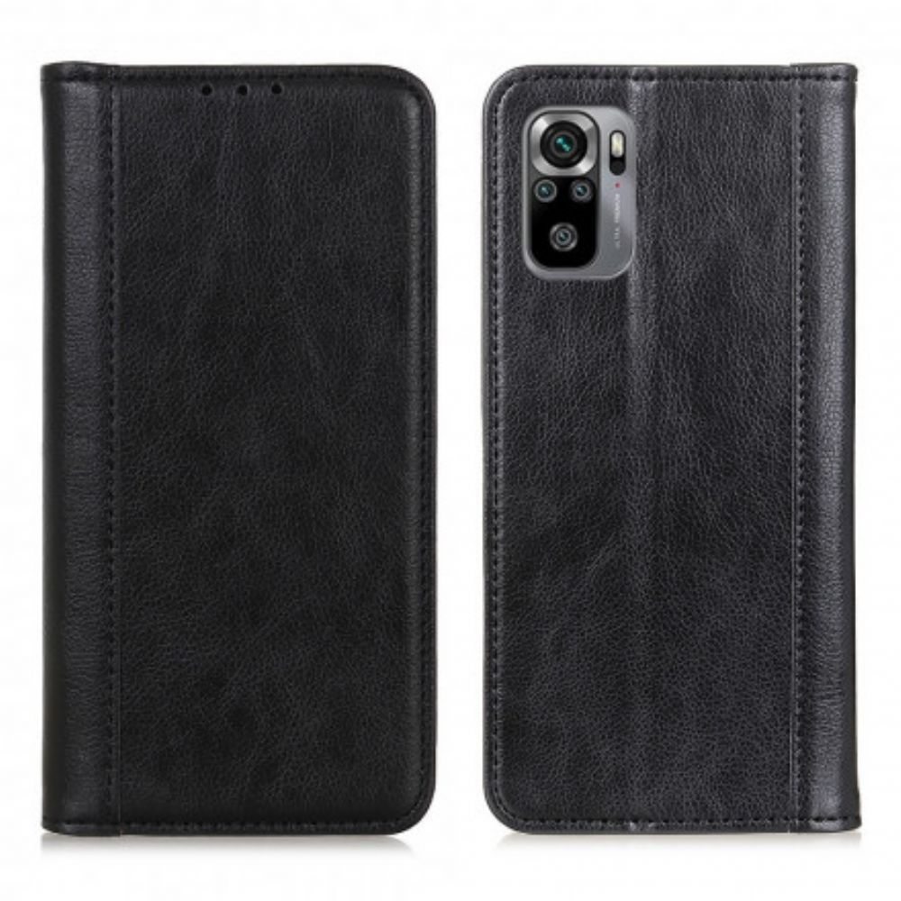 Schutzhülle Für Xiaomi Redmi Note 10 / 10S Flip Case Ausführung In Gespaltenem Litschileder