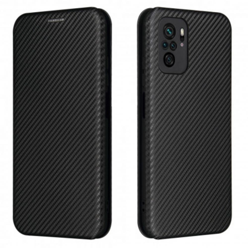 Schutzhülle Für Xiaomi Redmi Note 10 / 10S Flip Case Kohlefaser Mit Stützring