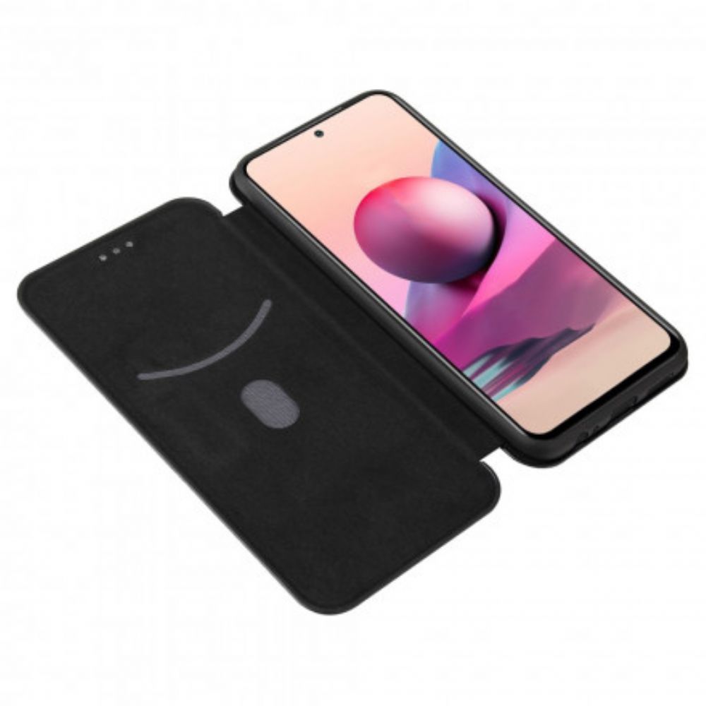 Schutzhülle Für Xiaomi Redmi Note 10 / 10S Flip Case Kohlefaser Mit Stützring