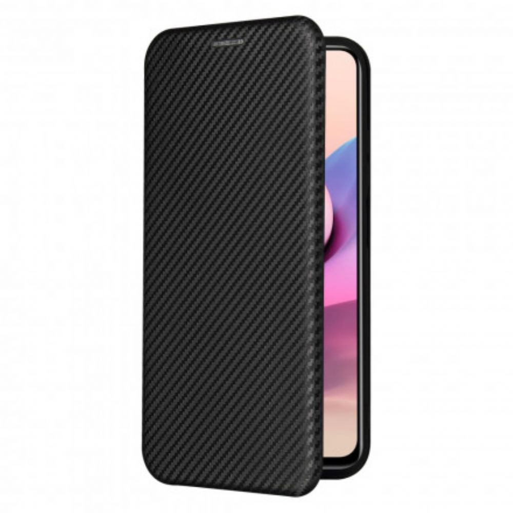 Schutzhülle Für Xiaomi Redmi Note 10 / 10S Flip Case Kohlefaser Mit Stützring