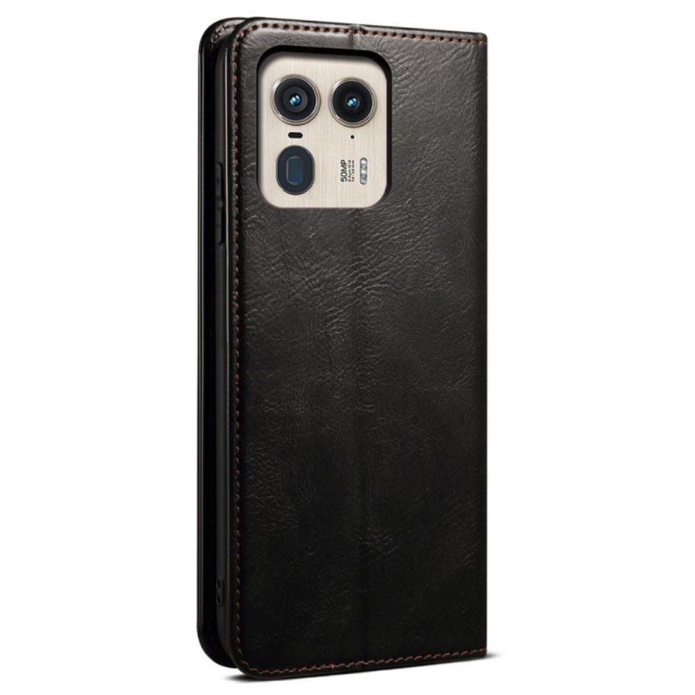 Flip Case Motorola Edge 50 Ultra Gewachstes Kunstleder