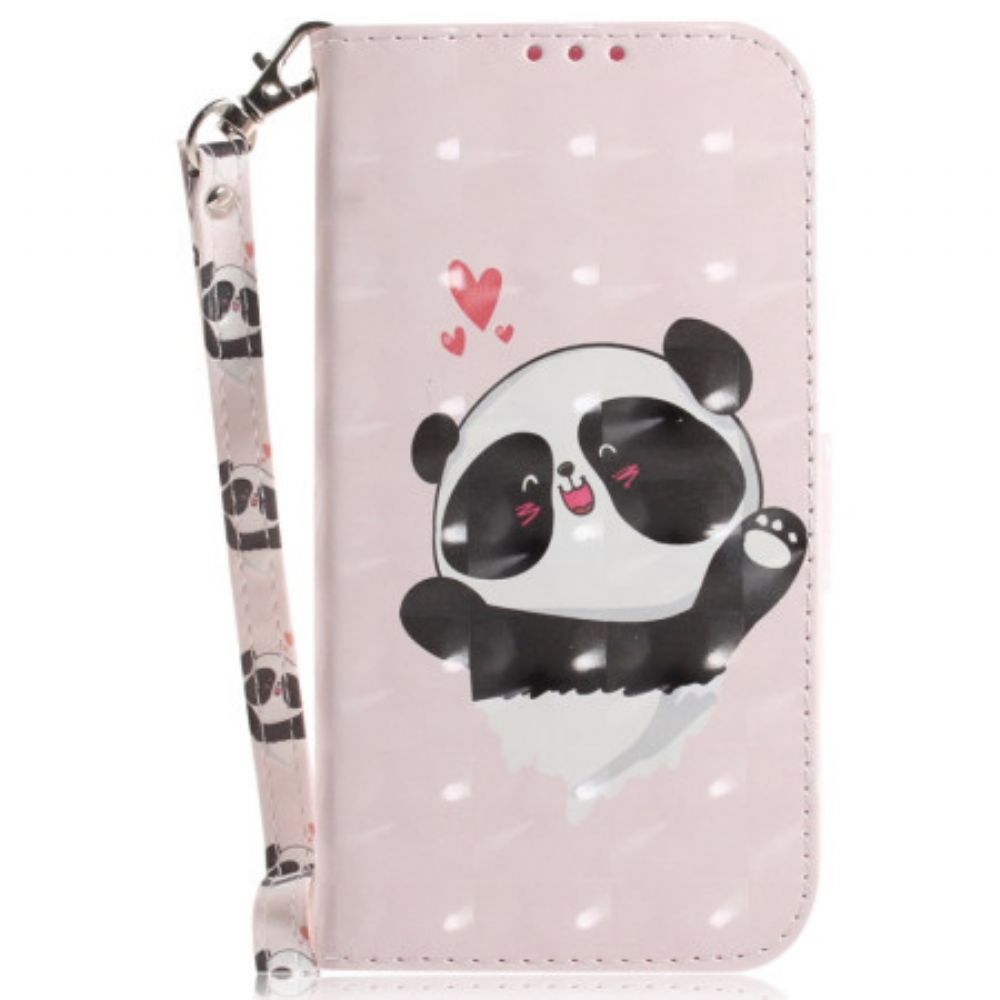 Lederhüllen Motorola Edge 50 Ultra Handyhülle Panda Love Mit Riemen