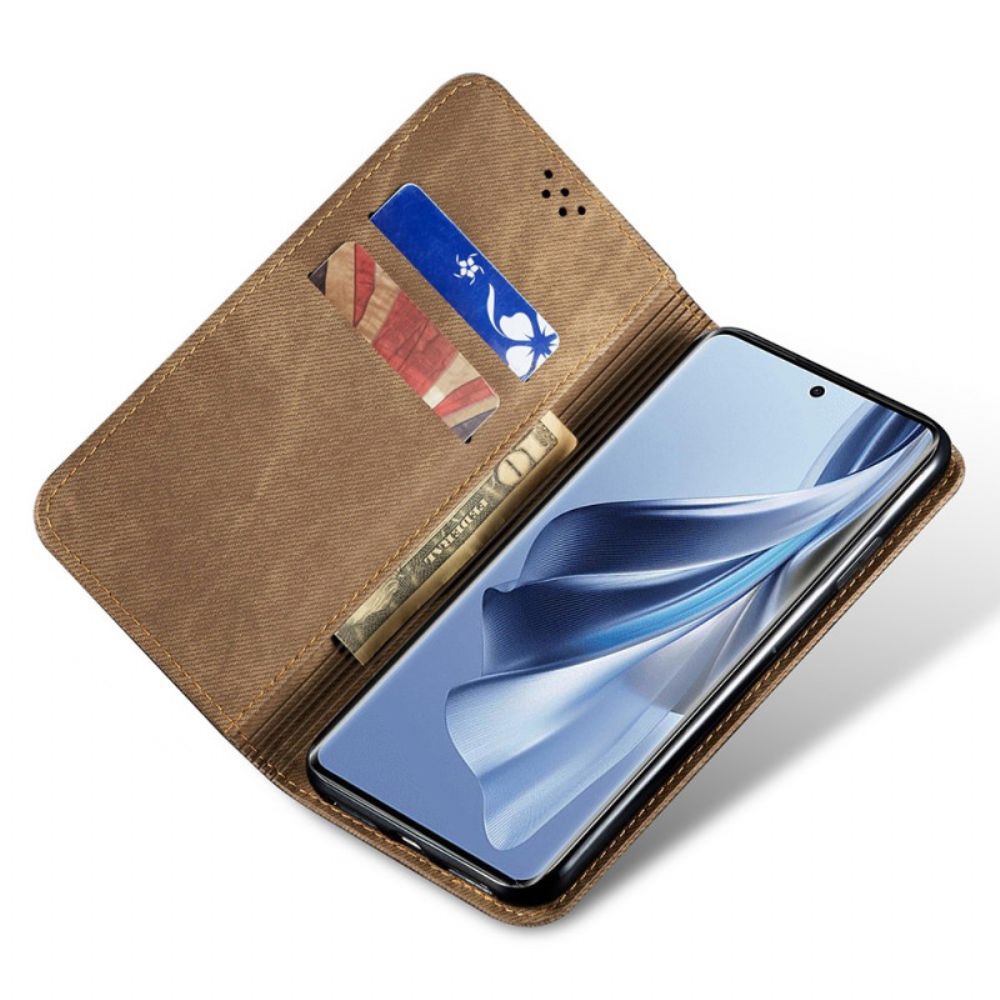 Flip Case Oppo Reno 12 Pro 5g Handyhülle Jeansstoff