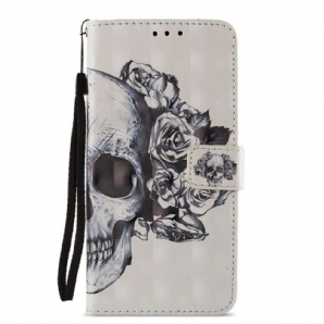 Flip Case Für Huawei P20 Pro 3d Blumenschädel