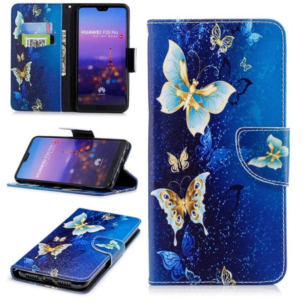 Flip Case Für Huawei P20 Pro Schmetterlinge In Der Nacht