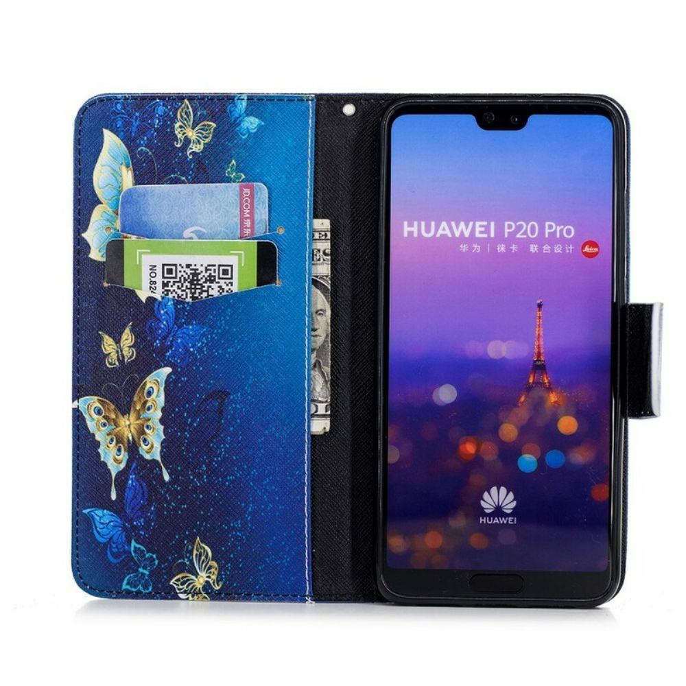 Flip Case Für Huawei P20 Pro Schmetterlinge In Der Nacht