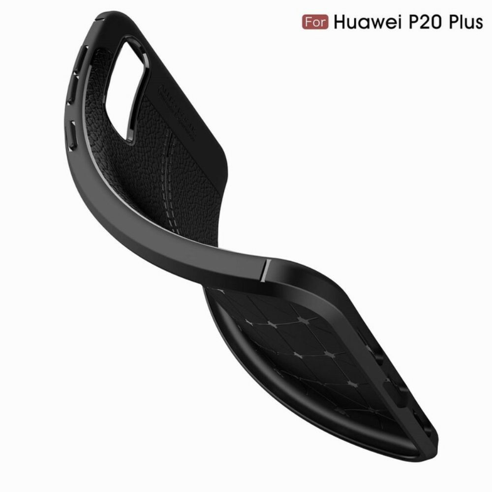 Handyhülle Für Huawei P20 Pro Doppellinie Litchi-leder-effekt