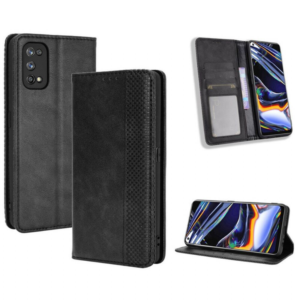 Schutzhülle Für Realme 7 Pro Flip Case Gestylter Vintage-leder-effekt