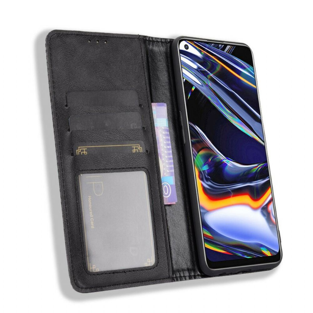 Schutzhülle Für Realme 7 Pro Flip Case Gestylter Vintage-leder-effekt